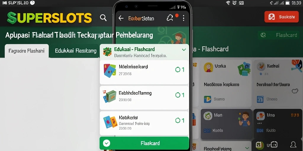 Tampilan antarmuka SUPERSLOTS yang menarik dan fungsional untuk flashcard.